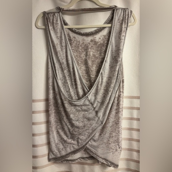 Lulus Gray and White Burnout Cross-Back Tank Top - Picture 2 of 4
